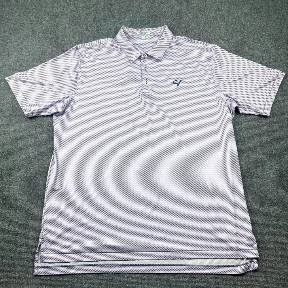 Peter Millar Summer Comfort Men 2XL Polo Shirt Caves Valley Geometric AOP - Picture 2 of 8